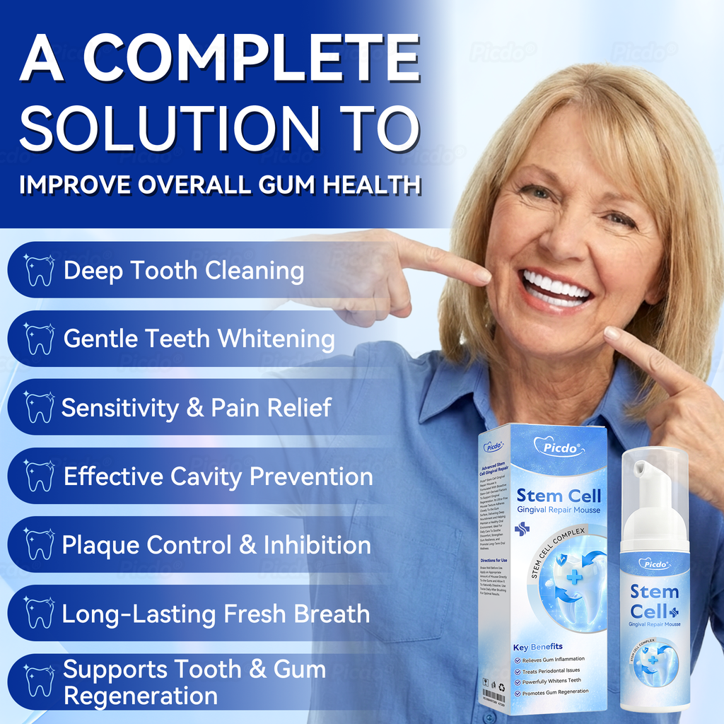 𝑃𝑖𝑐𝑑𝑜® 𝑆𝑡𝑒𝑚 𝐶𝑒𝑙𝑙 𝐺𝑖𝑛𝑔𝑖𝑣𝑎𝑙 𝑅𝑒𝑝𝑎𝑖𝑟 𝑀𝑜𝑢𝑠𝑠𝑒👩‍⚕️(Promote Tooth Regrowth • Remove Tartar • Strengthen Gums • Deep Clean & Freshen Breath) 🦷