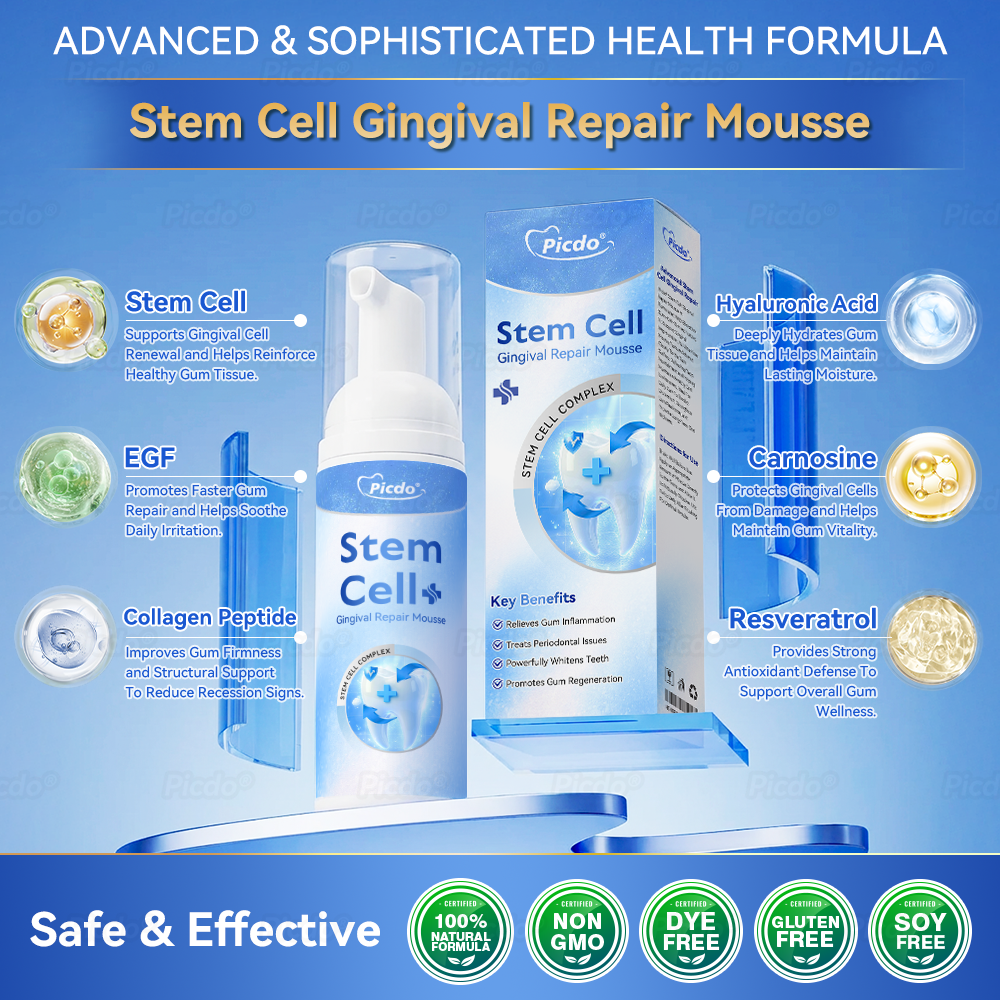 𝑃𝑖𝑐𝑑𝑜® 𝑆𝑡𝑒𝑚 𝐶𝑒𝑙𝑙 𝐺𝑖𝑛𝑔𝑖𝑣𝑎𝑙 𝑅𝑒𝑝𝑎𝑖𝑟 𝑀𝑜𝑢𝑠𝑠𝑒👩‍⚕️(Promote Tooth Regrowth • Remove Tartar • Strengthen Gums • Deep Clean & Freshen Breath) 🦷