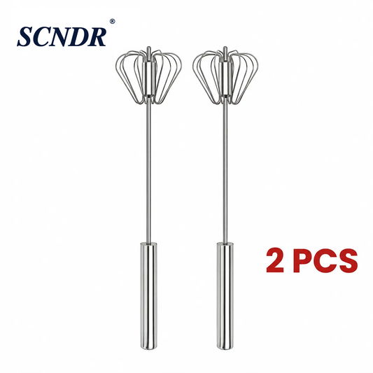 Semi-Automatic Stainless Steel Rotary Egg Whisk – No Battery, No Plug, Just Press & Mix