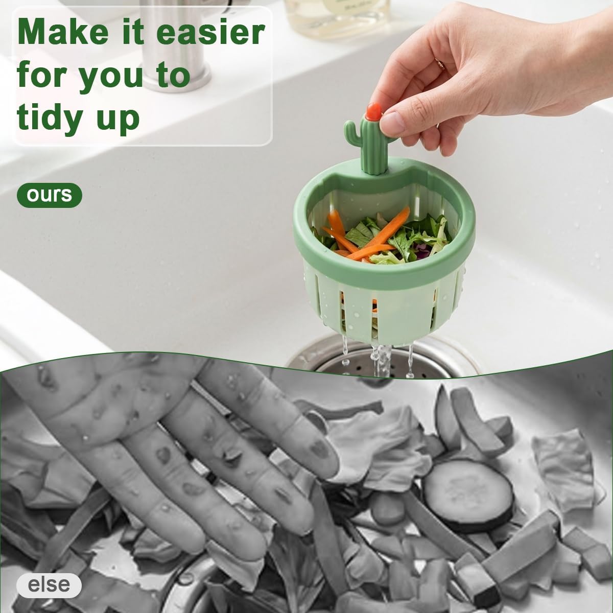 🌵2026 Cactus-Shaped Sink Filter Basket — Hands-Free, Anti-Clogging Drain Filter