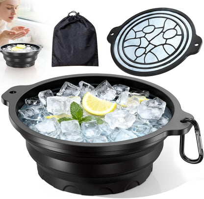 Collapsible Face Ice Bath Bowl with Built-In Ice Tray