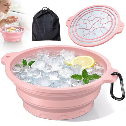 Collapsible Face Ice Bath Bowl with Built-In Ice Tray
