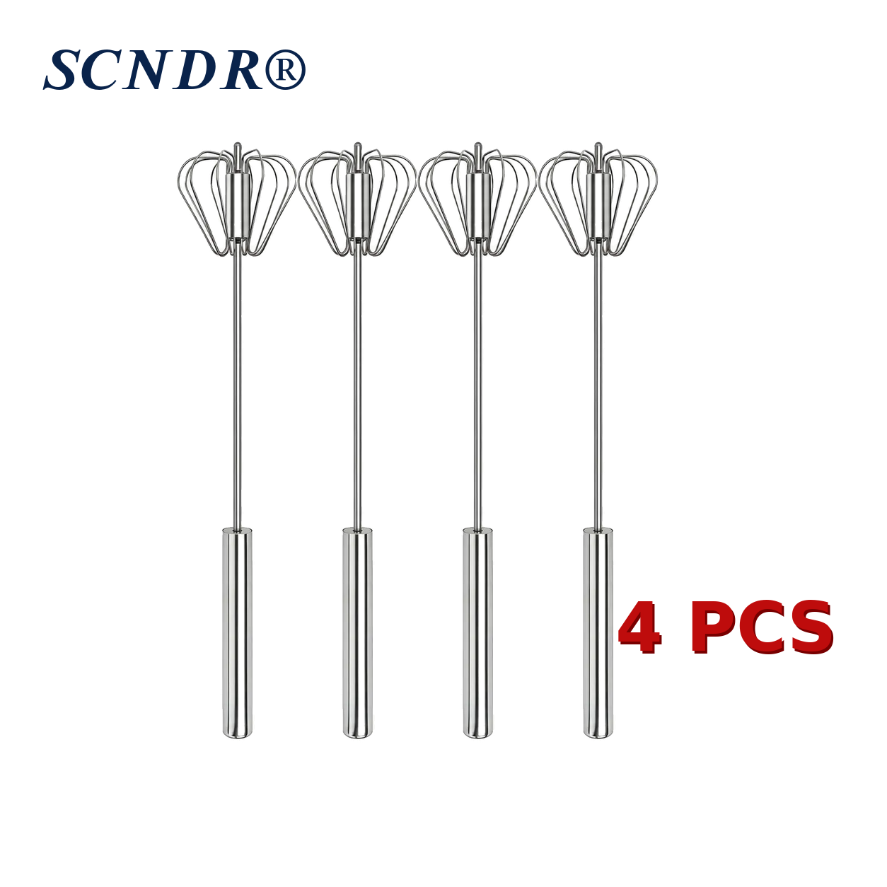 Semi-Automatic Stainless Steel Rotary Egg Whisk – No Battery, No Plug, Just Press & Mix