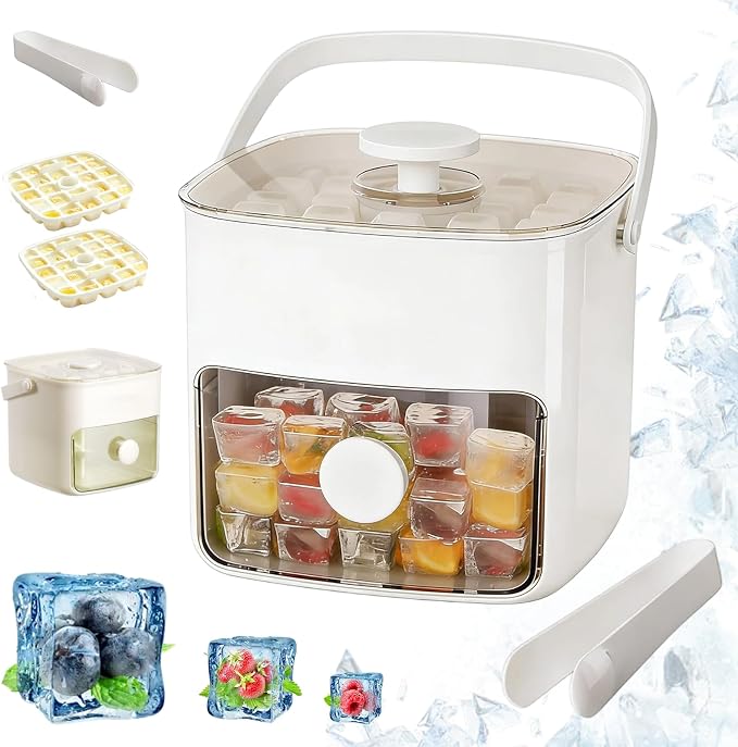 48-Cube Press Release Ice Maker Tray with Lid & Storage Bin