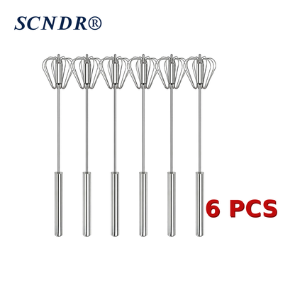 Semi-Automatic Stainless Steel Rotary Egg Whisk – No Battery, No Plug, Just Press & Mix
