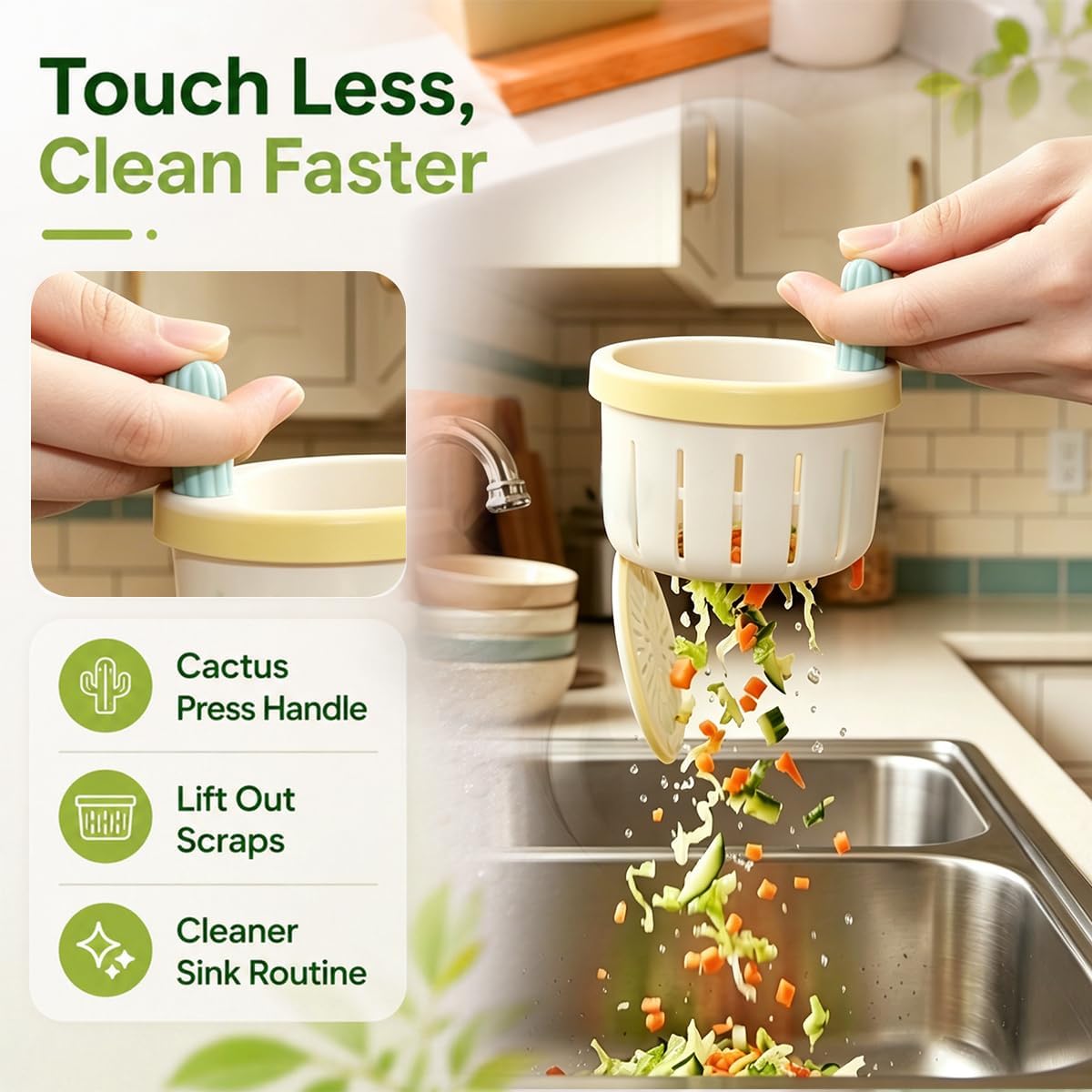 🌵2026 Cactus-Shaped Sink Filter Basket — Hands-Free, Anti-Clogging Drain Filter