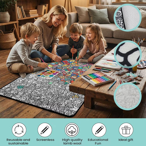 🎨♻️ Reusable DIY Coloring Blanket – Perfect for Kids & Parents! 👨‍👩‍👧‍👦✨