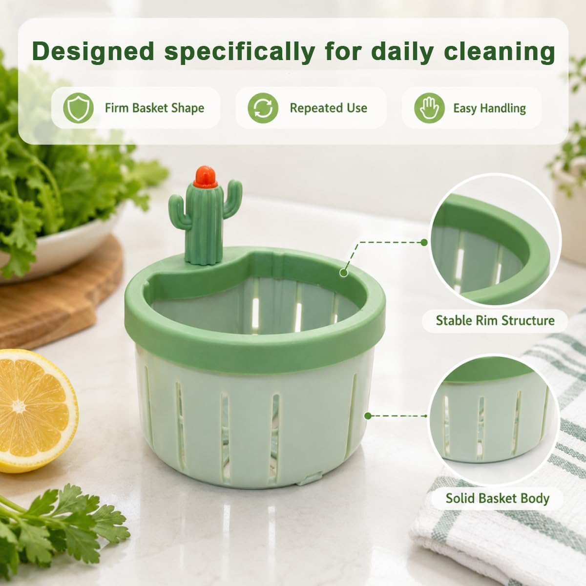 🌵2026 Cactus-Shaped Sink Filter Basket — Hands-Free, Anti-Clogging Drain Filter