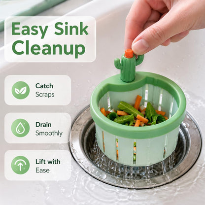 🌵2026 Cactus-Shaped Sink Filter Basket — Hands-Free, Anti-Clogging Drain Filter