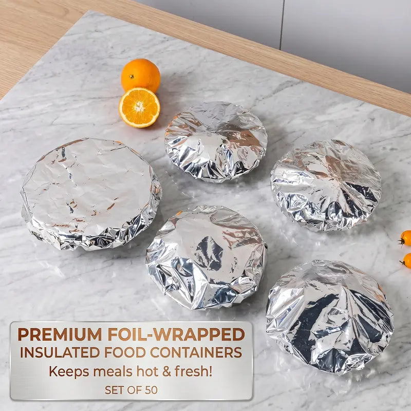 2026 Disposable Insulating Aluminum Foil Food Covers (Reusable) 50pcs/pack